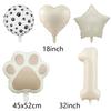 6Pcs Animal Let's Pawty Dog Cat Paw Aluminum Balloon 32 Inch Cream Number Birthday Party Decor Balloon Baby Shower