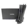 Great CHANEL Knee-high boots black leather Women 36 G30379 Used