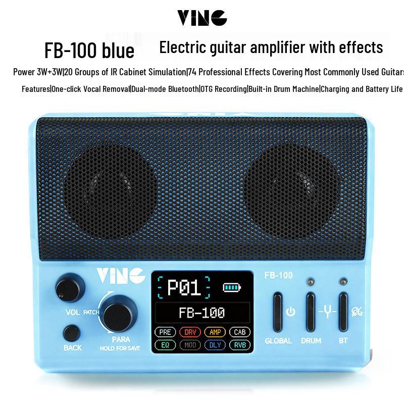 Ving FB100 Bluetooth Rechargeable Electric Guitar Amplifier with Multi-Effects, Portable for Outdoor Performances.