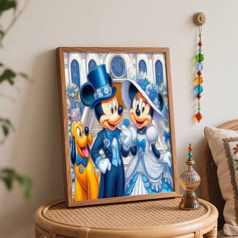 Disney Oil Paint Hand Painting Kit Wedding Mickey Minnie Decoration Classic Style Home Decor Romantic Couple Wall Art Canvas Gift Set