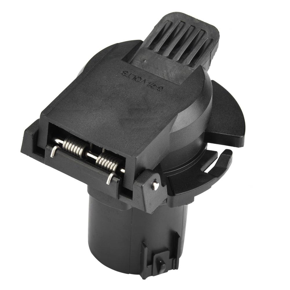 7 Pin Car Trailer Socket Plug Adapter Connector for Caravan Towbar Towing 12-24V US Plug
