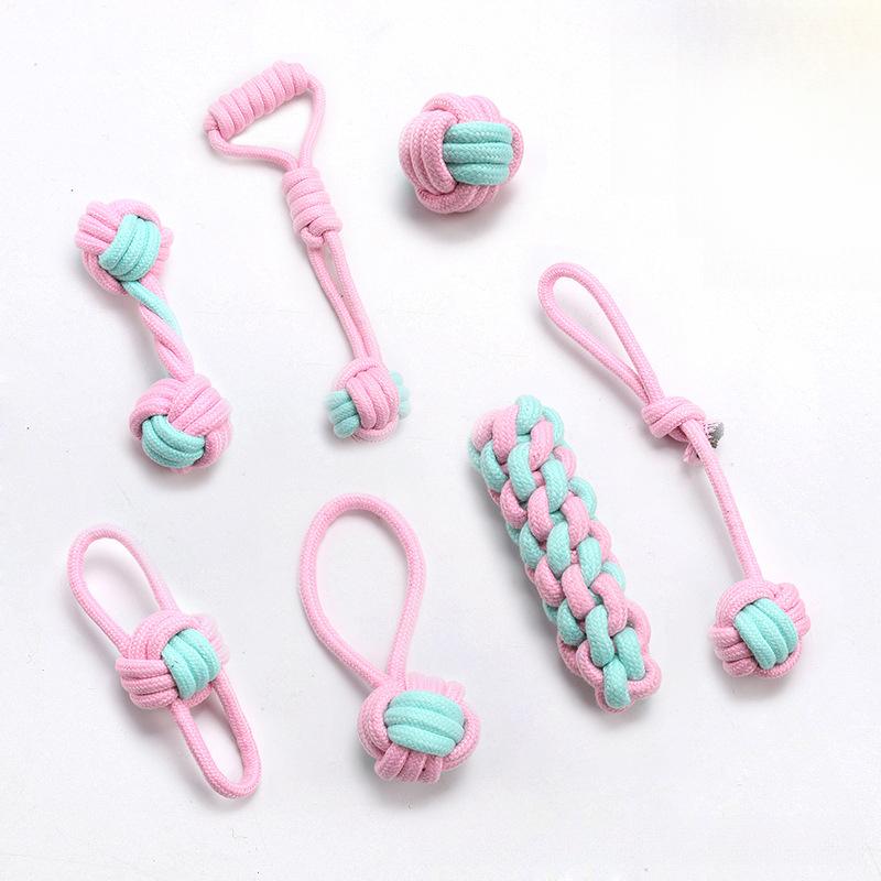Juego de Juguetes para Mascotas de Cuerda de Algodón Perro Gato Resistente a Mordeduras Cuerda para Masticar Bola con Nudo Juguetes para Exteriores Limpieza Dental Molar Juguete para Mascotas Cuerda de Algodón Duradera