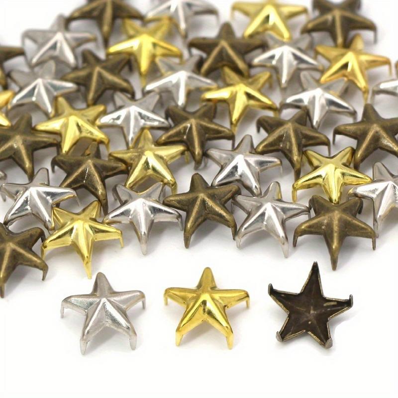 100Pcs 10MM Metal Star Rivets 5Claws Studs for Clothes Silver Gold Bronze Punk Spikes DIY Leather Crafts Accessories