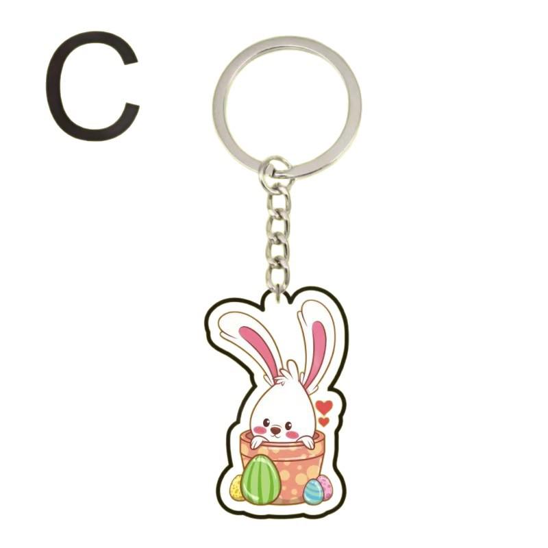 Easter Bunny & Colored Egg Keychain Pendant - Cute, Personalized Decoration