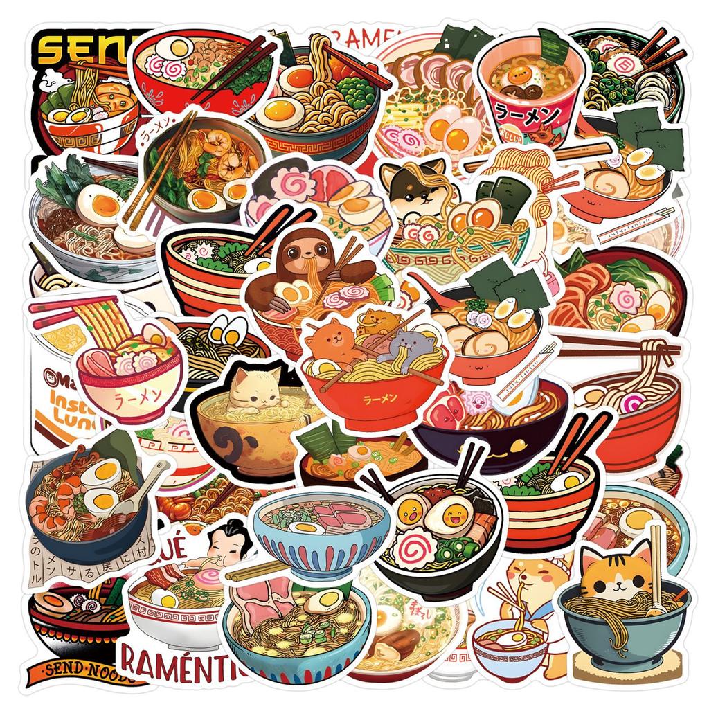 55 Ramen Ramen Doodle Stickers Decorative Scooter Laptop DIY Cartoon Stickers