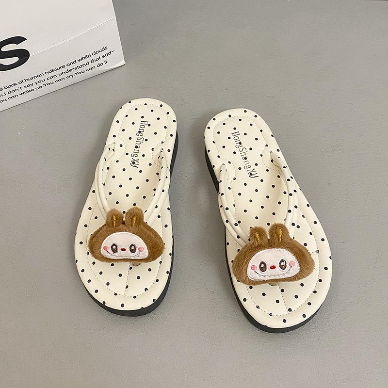 Fashion Flip-flops Women's New Cute Cartoon Wedge Heel Summer Wear 2025 Versatile High-end Foot Sandals