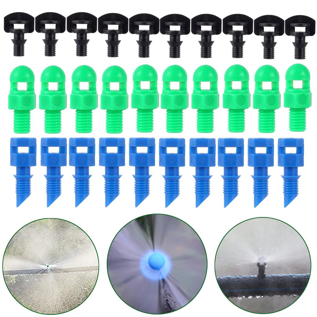 100Pcs Refraction Nozzle Garden Greenhouse Drip Irrigation Water Pipe Sprinkler Threaded Barbed Atomized Sprayer Watering Nozzle