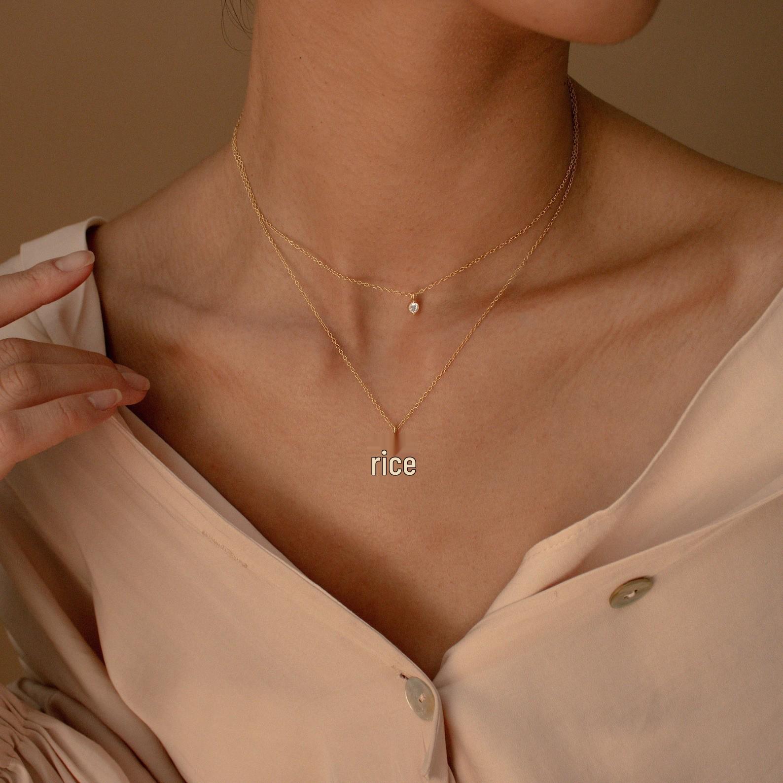 European Minimalist Double Layer Star Clavicle Necklace, 18K Gold-Plated Titanium Steel with Zirconia.
