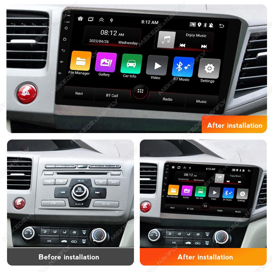 Navifly Android Auto CarPlay 2 Din Car Radio Stereo For Honda Civic 2012 2013 2014 2015 Video Player GPS Intelligent Systems BT