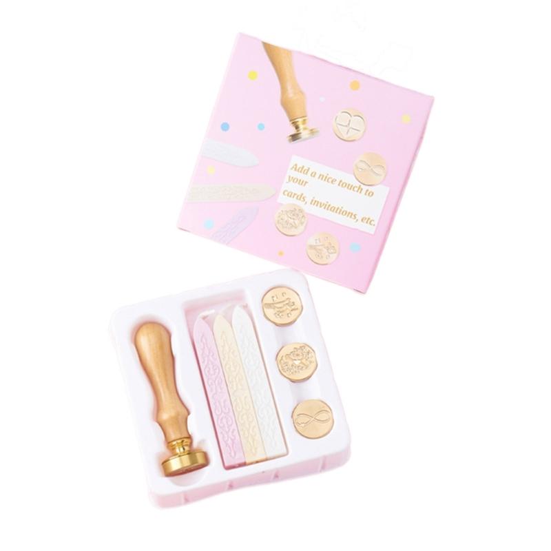 

Vintage Seal Stamp Set for Seal Envelope, Invitation Scrapbooking, With Wood Handle, Replaceable Stamp Head, Seal Sticks 1