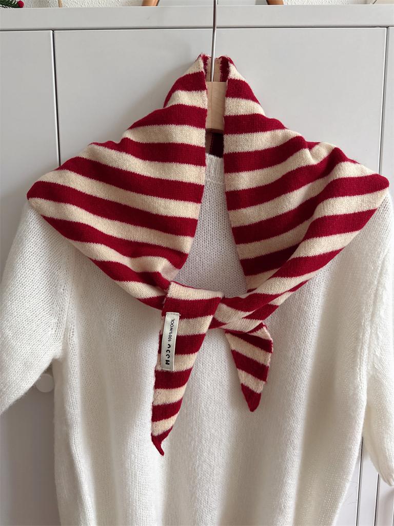 British Korean Triangle Scarf  Niche Wool  Triangular Scarf Women Headscarf Knitted Scarf Multi-functional Warm Knitted Scarf