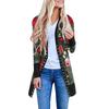 Dames Casual Lange Mouw Voorvest Gradueel Kerst Bedrukte Top Lichtgewicht Jas