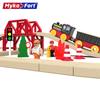 Educational Wooden Toy Rail Car Children Diy Fire Forest Track Bridge Suit Thomas Train