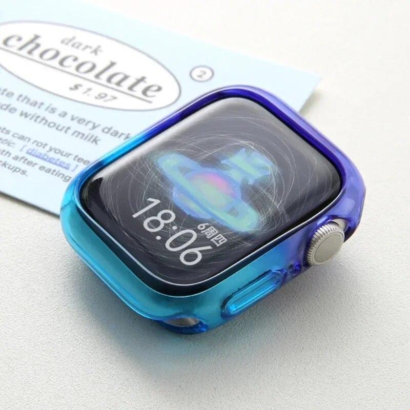 

Мягкий чехол для Apple Watch Case Ultra 2 49мм 41мм 45мм Защитная рамка-ободок Прозрачный для iWatch Series 9 8 7 6 5 4 SE 40мм 40mm темно-синий