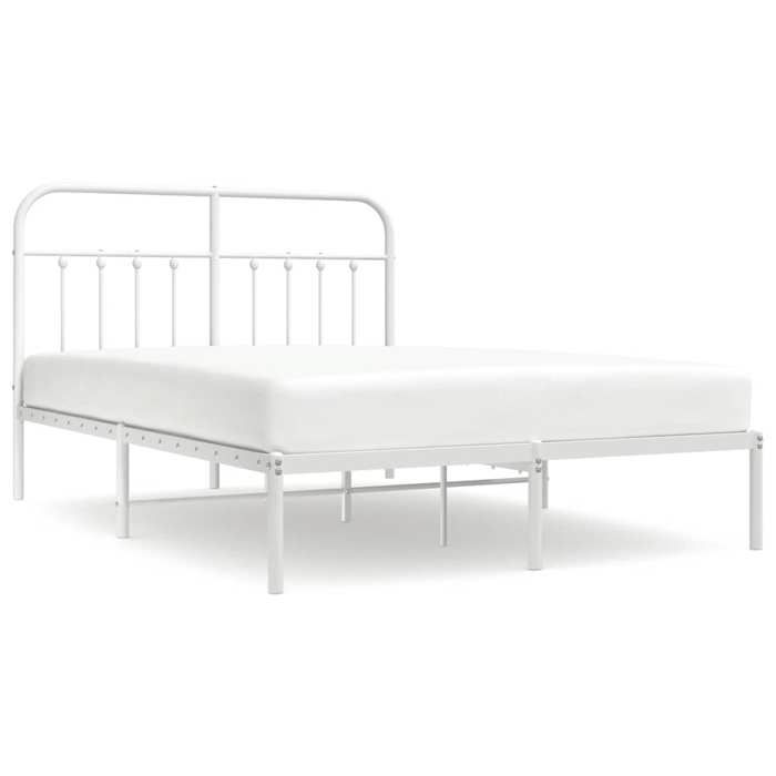 VidaXL Metal Bed Frame with White Headboard 140x200 Cm 352628