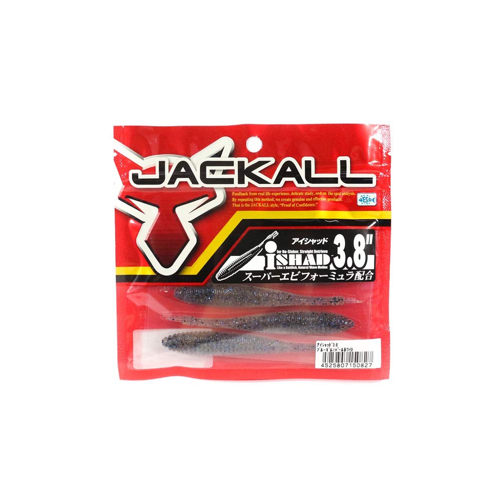 JACKALL Worm White I-Shad 3.8-inch (Bluegill/Pearl Lure)