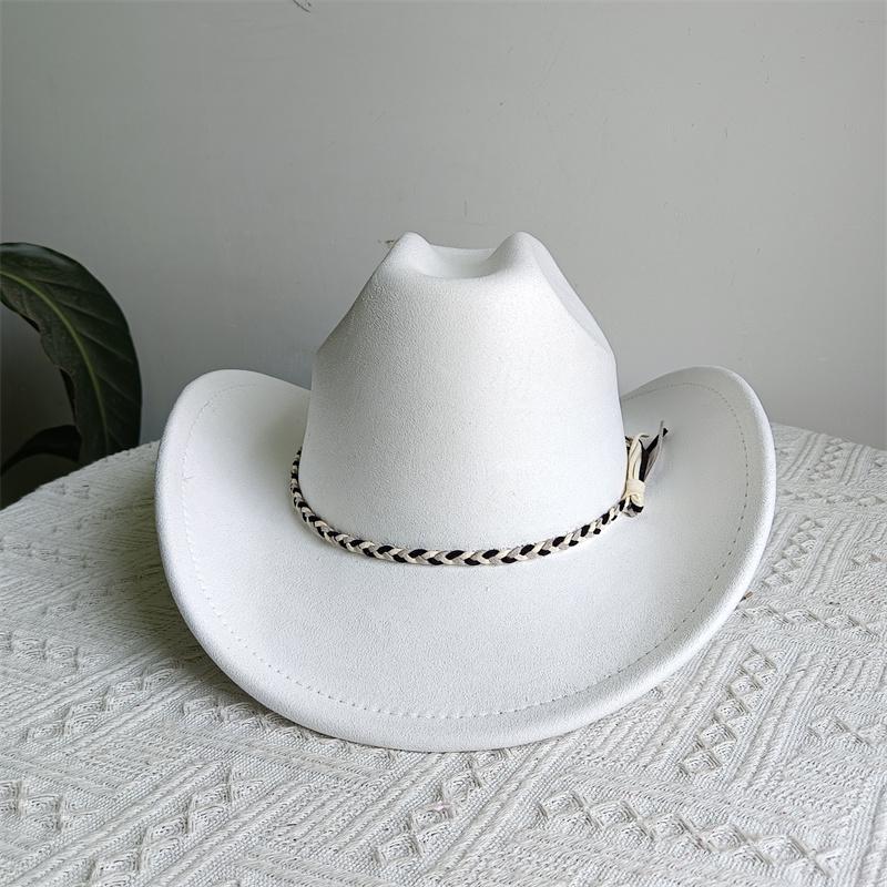 Cowboy Hat Suede Solid Color Men and Women Wide Brim Jazz Hat Outdoor Sun Hat Suitable for All Kinds of Parties Knigh