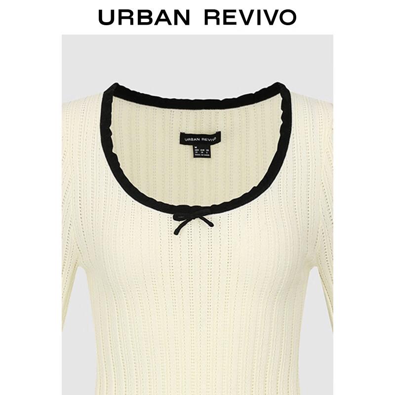 UR Women's Color-Block Ruffle Bow Knit Top