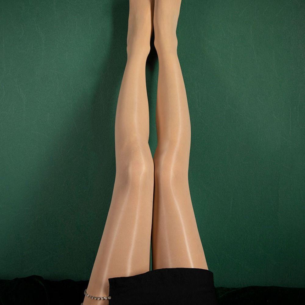 Oil Bright Shimmer Tights 360°Seamless Crotch High-Density Shaping Silk Stockings Wet Look Stretch Shiny Oil Stockings Women