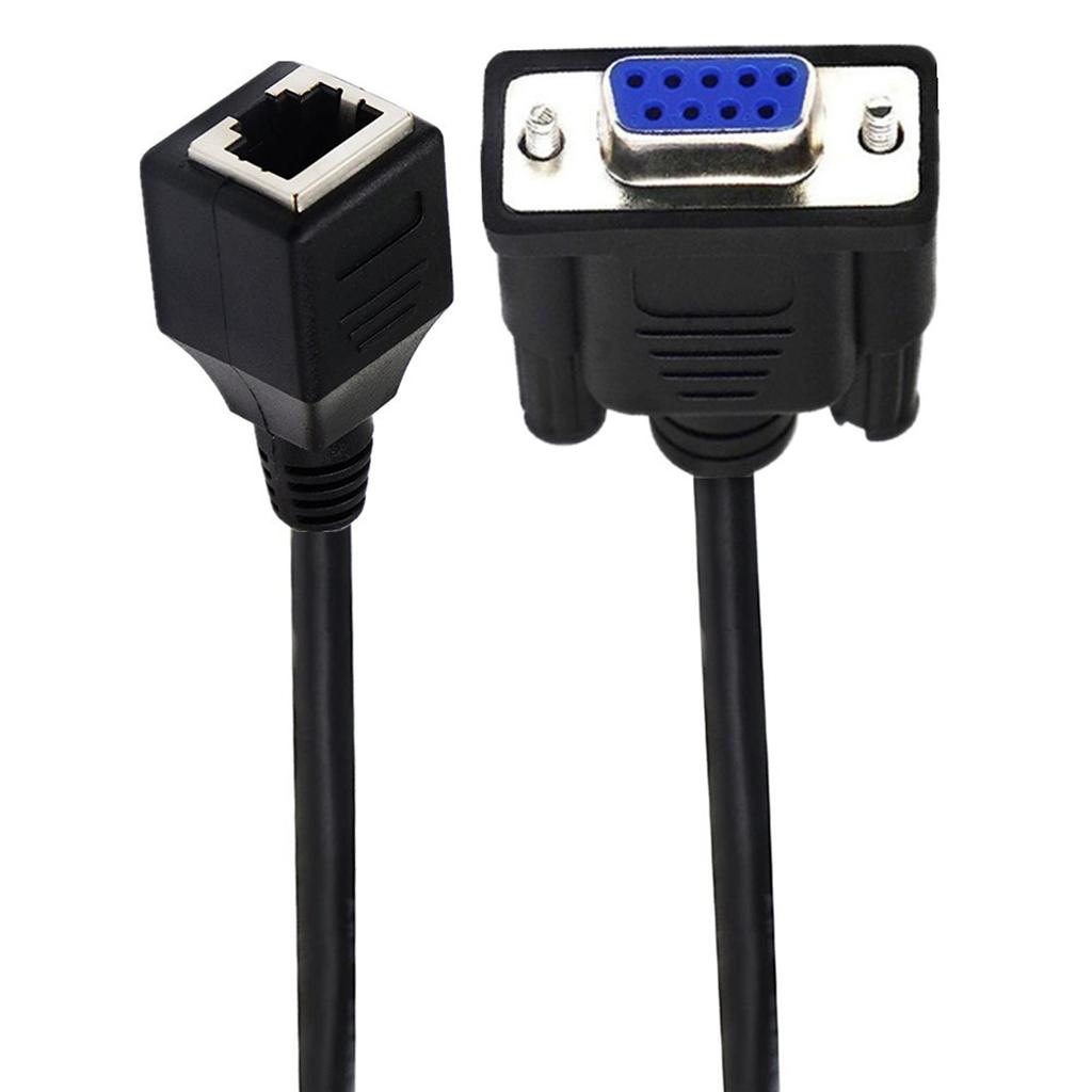 DB9 RS232 Male Female to RJ45 Female Port Ethernets CAT5 Couplers Extenders Adapters DB9 9Pin Connectors 15cm