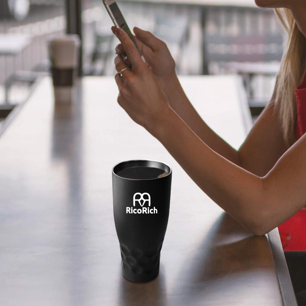 RicoRich Vacuum Insulated Tumbler with Lid, Stainless Steel, Double Wall, 900ml, Black (RRWB11-BK)