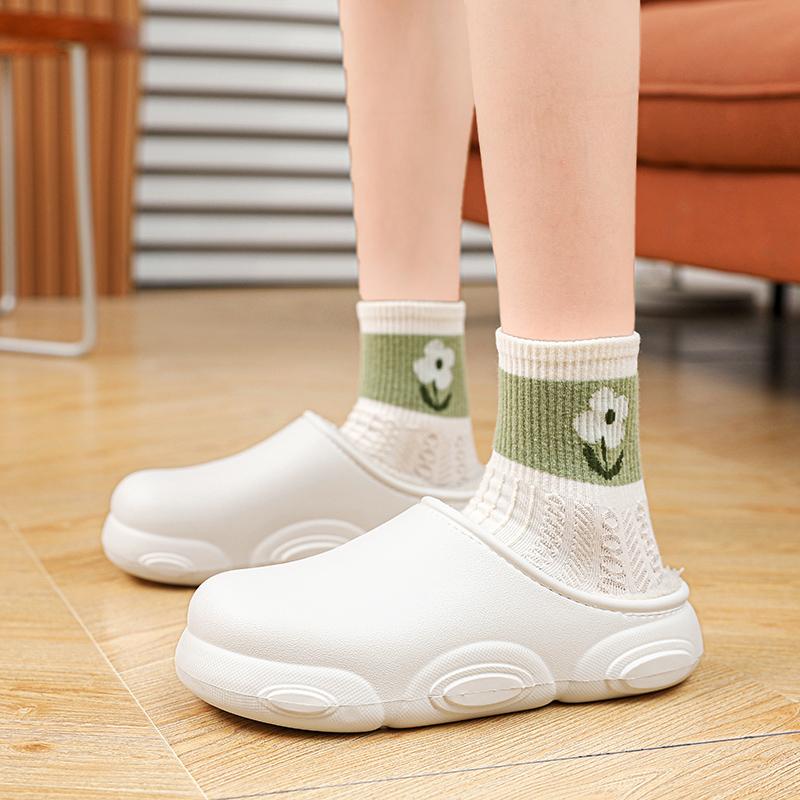 Couple Style Cotton Slippers for Women Winter Thick Bottom Waterproof Outer Wear Cotton Slippers Home Warm Men's Shoes