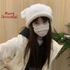 Fluffy Bear Ear Woolen Hat Soft Brimless Beanie Cap Fashion Knitted Pullover Hat  Winter