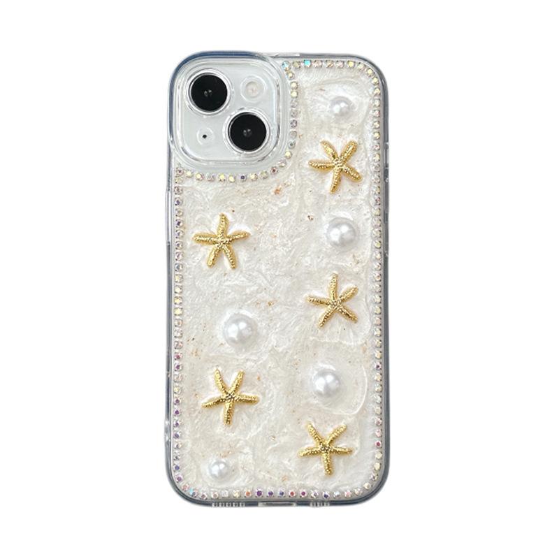 Seestern Schleife Perle Handyhülle für Apple 17 Promax Rundumschutz für IPhone 16 Plus Sturzsicher Damen-Edition