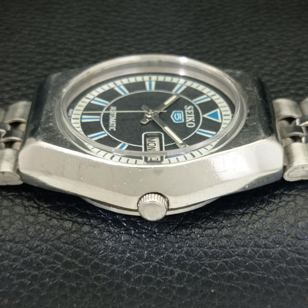 GENUINE VINTAGE SEIKO 5 AUTOMATIC JAPAN 6309A MENS BLACK DIAL WATCH A702703-1