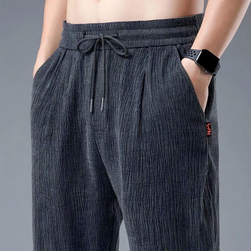 Men's Summer 2024 Linen-Feel Ice Silk Loose Casual Pants