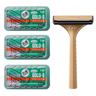 KAI Stainless Steel T-Shaped Gold SMTGS10B1 10 Blades 3 Sets