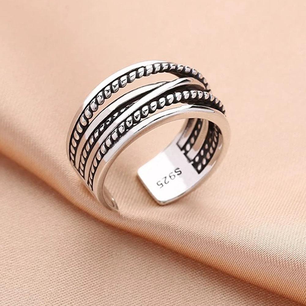 

925 Sterling Silver Rings for Women Men Couple Minimalist Handmade Simple Interware line Ring Party Jewelry Gift Prevent Allergy resizable