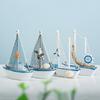 Mediterranean Style Sailing Boat Model Handmade Nautical Decor Miniature Sailboat  Party Decoration