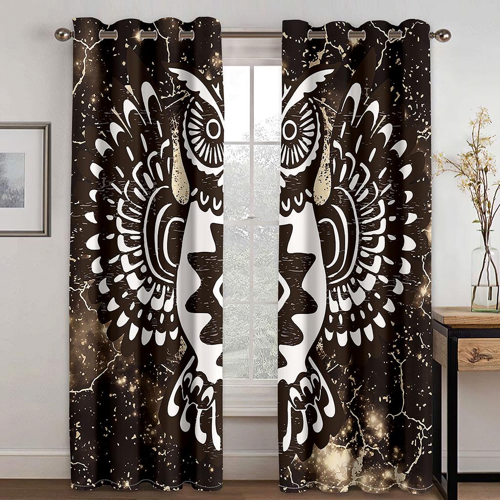 Living Room Blackout Curtain Owl Theme Window Curtains 3D Printed Bedroom Darkening Drapes  Cortinas Para La Sala