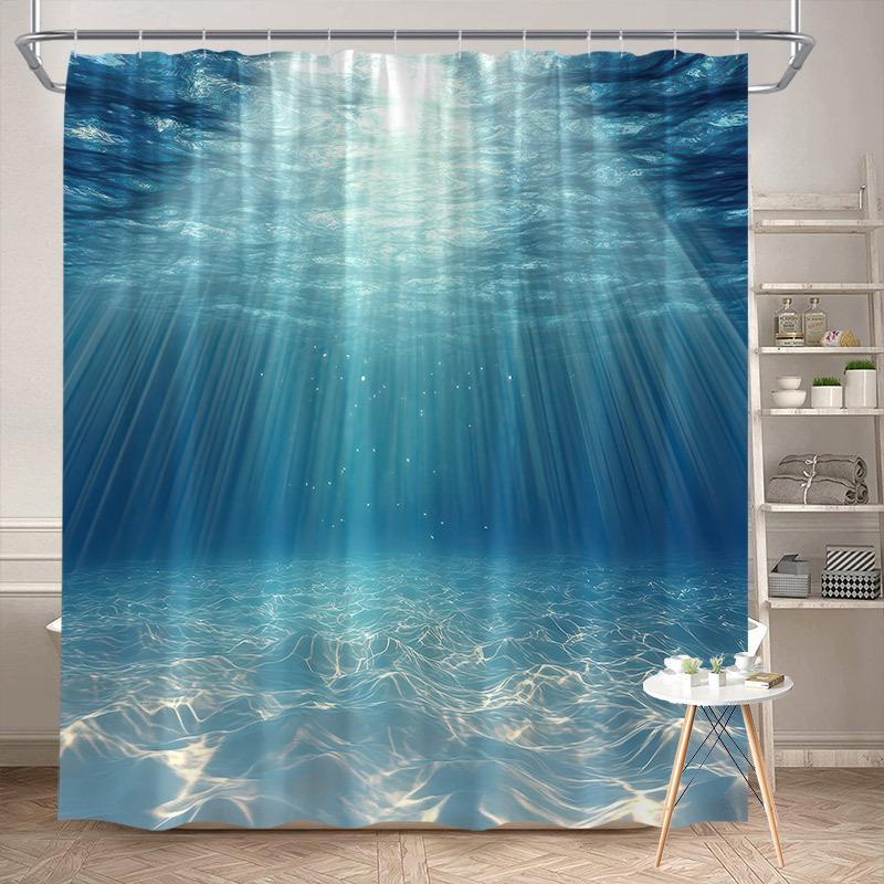Mehrdesign-Duschvorhang mit Haken Einfach aufzuhängen Wasserdicht Leicht zu reinigen Für Zuhause Hotel Wohnheim Badezimmer Dekoration