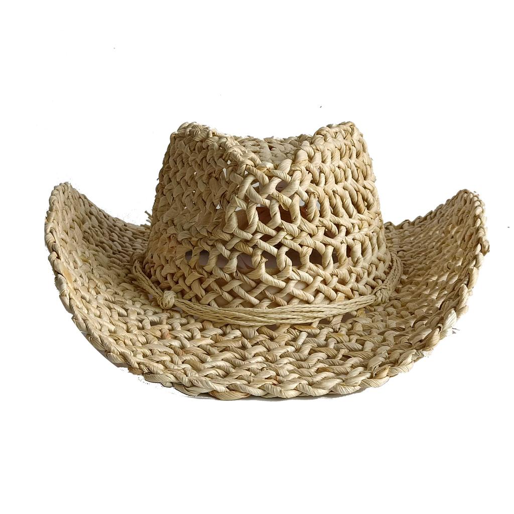 Maiskolbenmaterial Cowboy Western Strohhut Strasssteine mit hochgebogenem Rand Sonnenschutz Cowboyhut Sombrero Cowboy