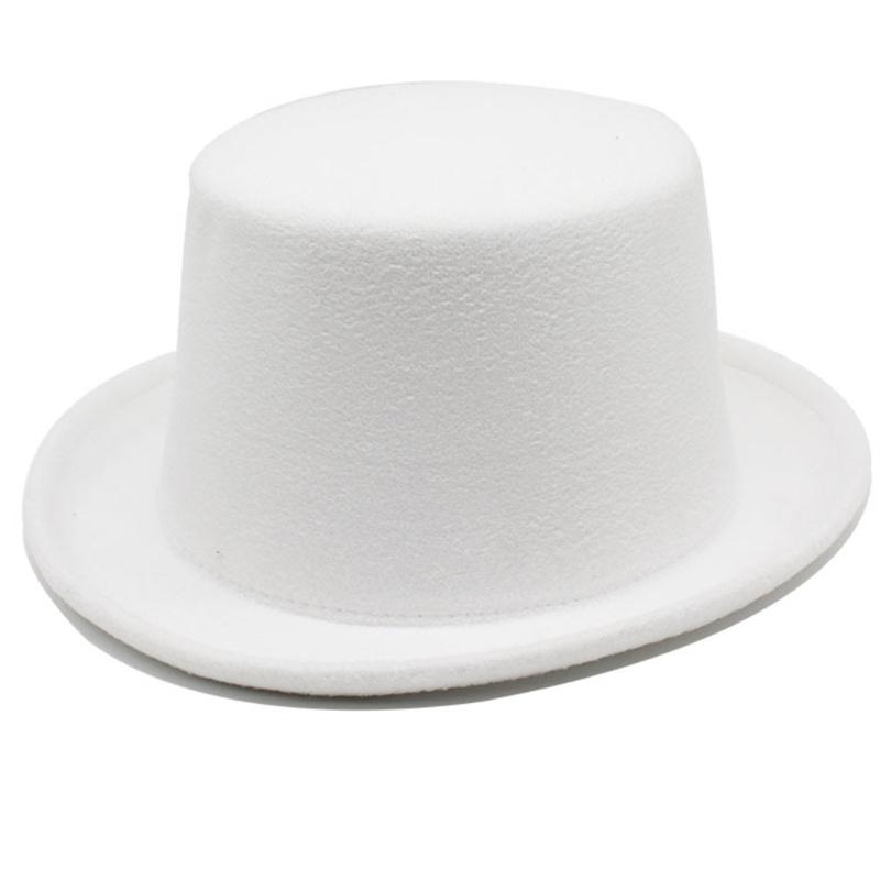 Solid Color Flat Top Hat Wool Magician Hat Music Festival Caps Adult Headdress