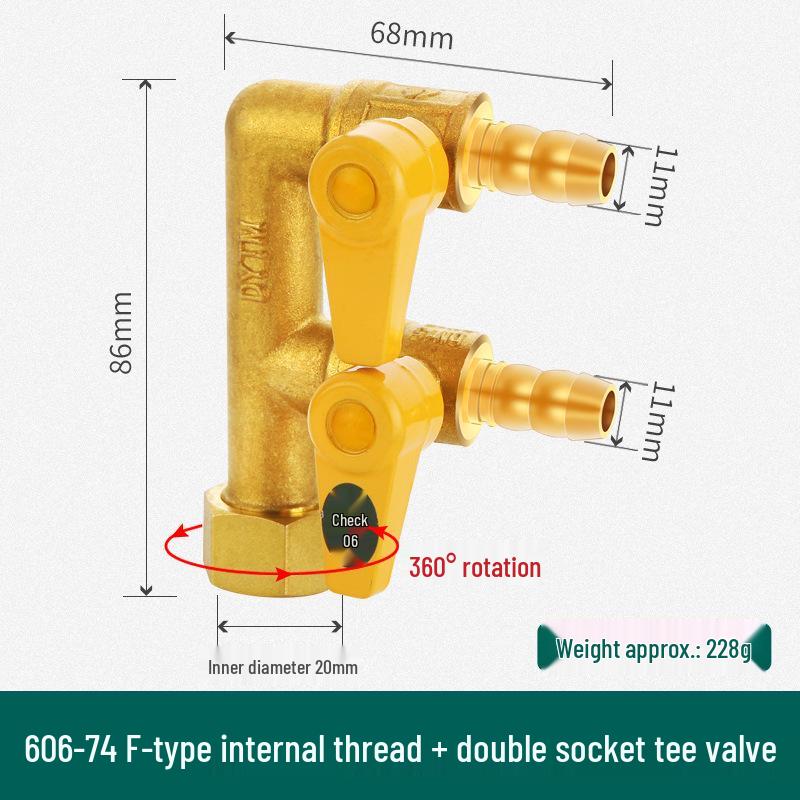 Shieldyun Gas Three-Way Valve with Switch for Natural Gas Meter Pipeline - Ball Valve Connector