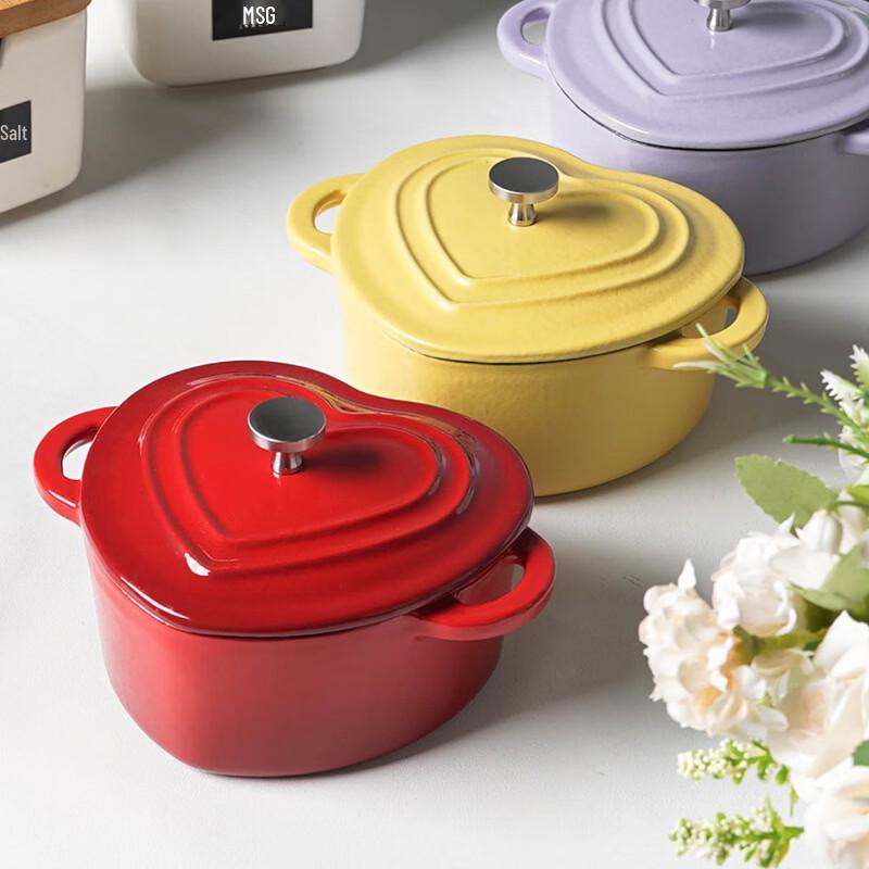 ZISIZ Enamel Heart-shaped Pot
