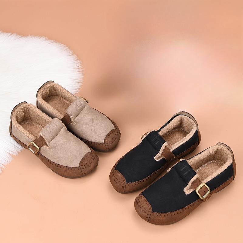 New Fashionable Shoes, Fleece and Thickened Warm Women's Shoes, Flat Anti-slip Cotton Shoes