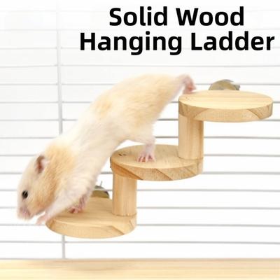 Wall Mounted Hamster Wooden Ladder Bite Resistant Resting Board Hamster Climbing Scratching Surface Small Pets Stairs Play Area