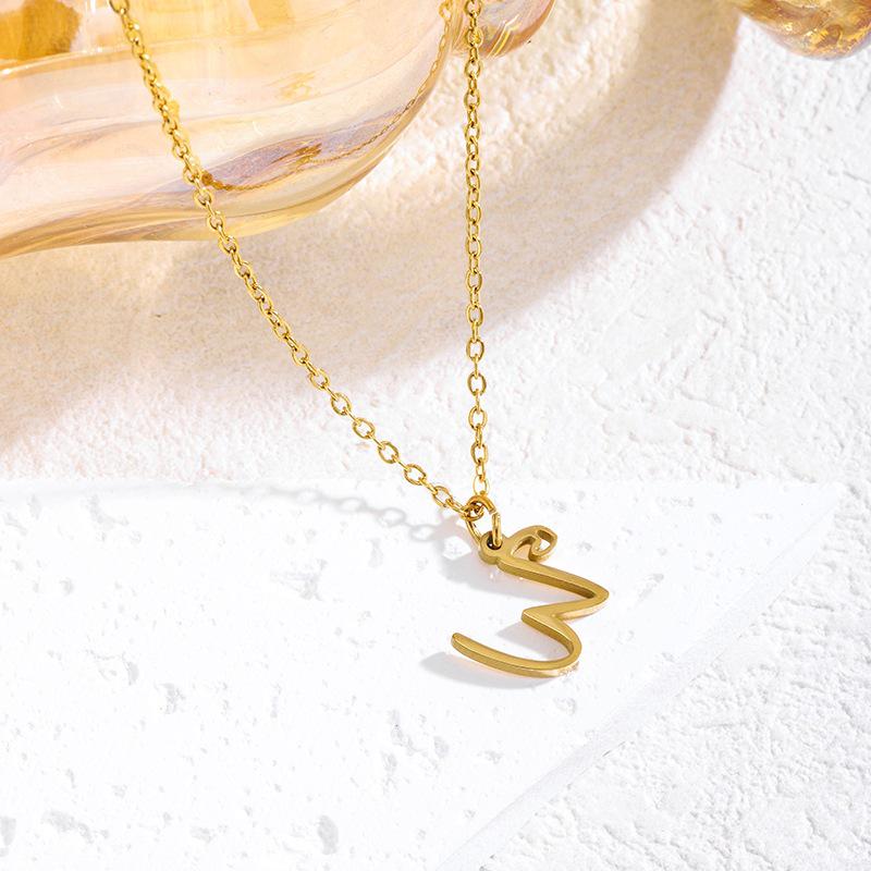 Elegant Titanium Steel Letter Necklace for Women - 2026 Clavicle Chain English Letter Pendant Jewelry