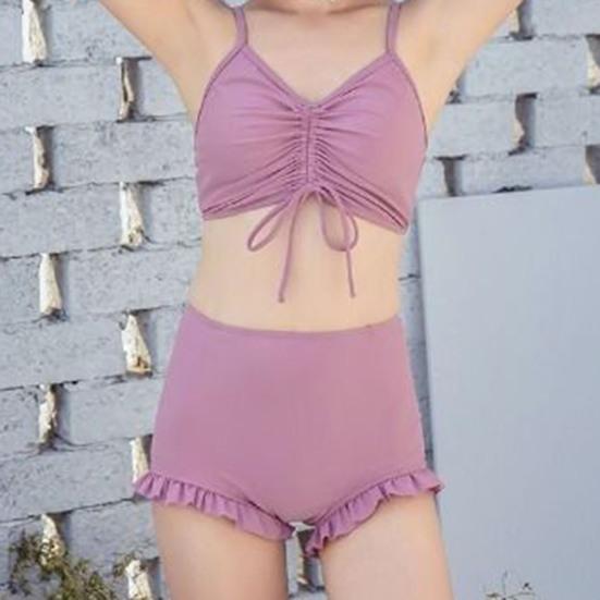 3 Pcs/Set Women Swimsuit Spaghetti Strap Halter Neck Solid Color Pullover Beach Cover-up for Holiday