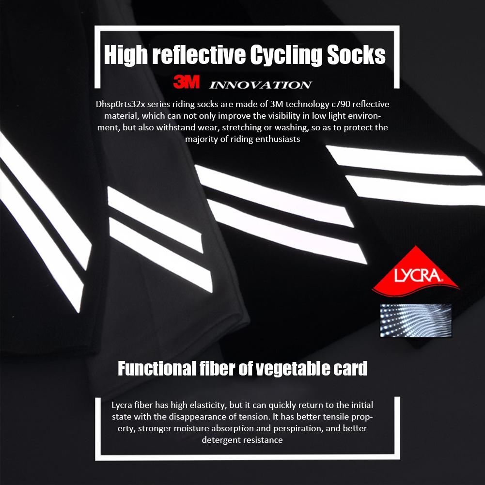 DH Reflective Cycling Socks Bicycle Sport Fitness Night Riding Sock (White)