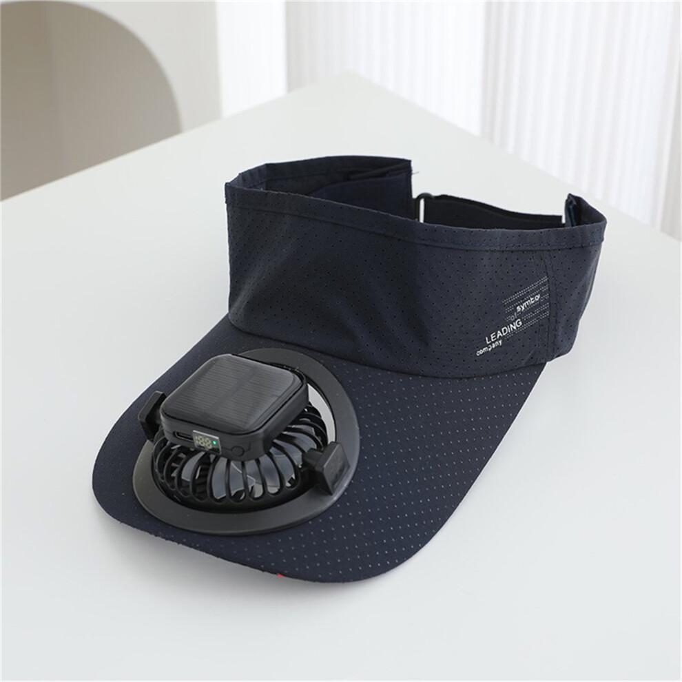 Sun Protection Cooling Fan Cap With Solar and Usb-Black
