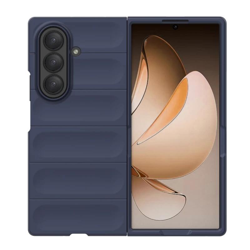 Simple Bunsiness Phone Case For Samsung Galaxy Z Fold 7 6 5 4 3 Soft Liquid Silicone Naked Device Feel Anti-Drop Protector Cover