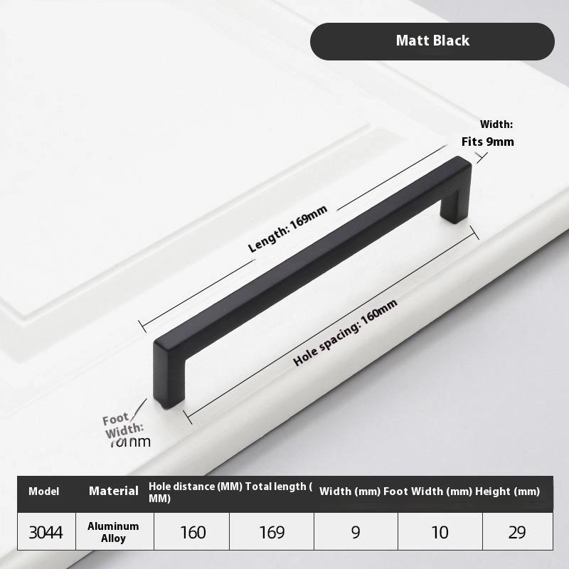 10-33Cm Black Cabinet Handles Stainless Steel Square Closet Drawer Cupboard Pulls Bathroom Door Knobs Furniture Kitchen Handle