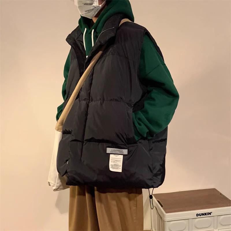 Men's Retro Hip Hop Cotton Down Vest - Warm Autumn/Winter American Style Jacket