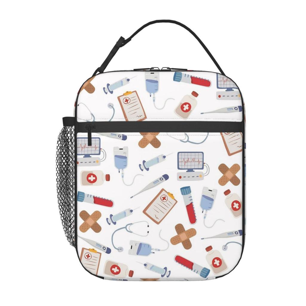 Medical Equipment Pattern Insulated Lunch Bag for Kids School Cooler Thermal Food Box Tote Leakproof Lunch Boxes Container