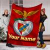 1pc Personalized Name B-Benfica Theme Blanket - Digital Print, Polyester, Cozy for All Seasons, Perfect for Outdoor, and Travel